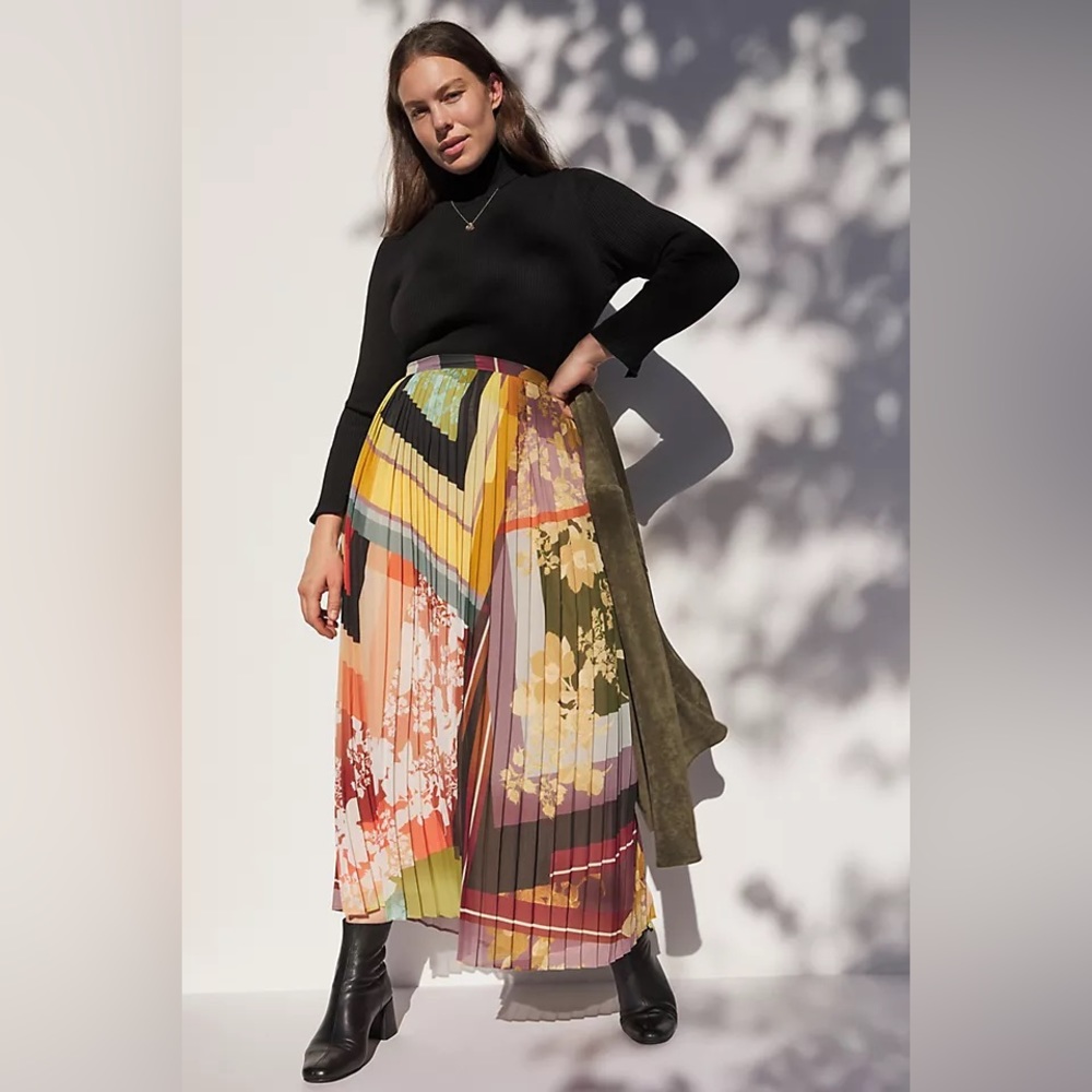 NWOT! Anthro Maeve ‘Consuela Pleated Maxi Skirt’ size 2. Sheer, pleats, lined